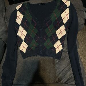 Brandy Melville plaid cropped cardigan top